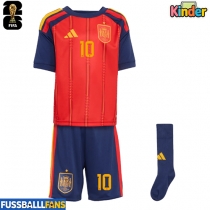 Spanien Dani Olmo #10 Heimtrikotsatz Kinder WM 2026 Kurzarm (+ Kurze Hosen)